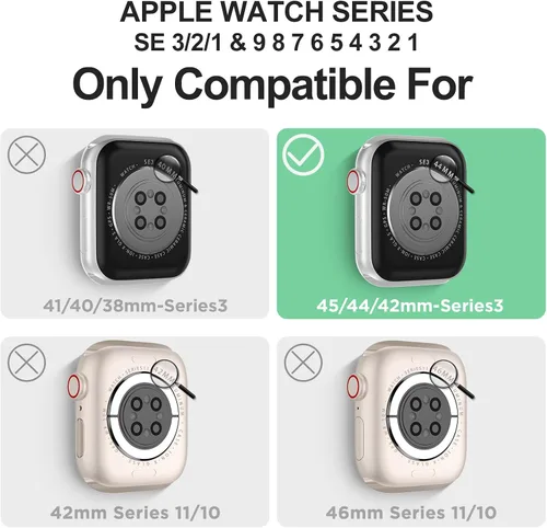Miniatura 2 de DABAOZA - Correa compatible con Apple Watch de 49 mm, 46 mm, 45 mm, 44 mm, 42 mm, 41 mm, 40 mm, 38 mm, con protector, correa de TPU brillante
