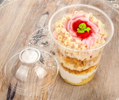 Miniatura 5 de Golden Apple, 16 onzas - 50 juegos de vasos de plástico transparentes con tapas de cúpula sin agujero..