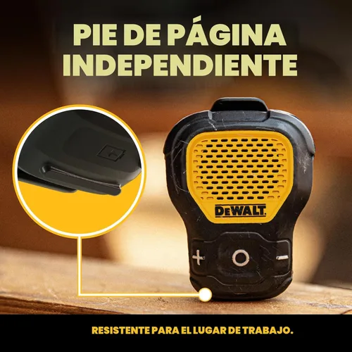 Miniatura 3 de DEWALT Altavoz Bluetooth Portátil (Versión Actualizada), Altavoz Inalámbrico con Clip para Sitio de Trabajo Pro Resistente al Agua (No Magnético)