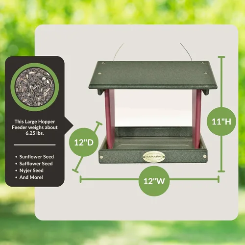 Miniatura 2 de DutchCrafters Comedero grande de plástico colgante para pájaros – Comedero para pájaros con tolva cubierta de polietileno para aves silvestres al