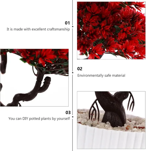 Miniatura 4 de Hemoton Árbol bonsái de pino simulado de 10.6 pulgadas artificial en maceta para decoración de escritorio de oficina en casa, árbol bonsái sintético