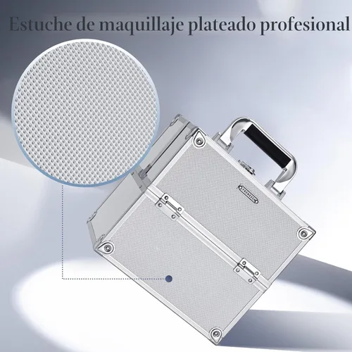 Miniatura 8 de FRENESSA Estuche de Tren para Maquillaje, Caja Organizadora de Cosméticos Portátil con Candado, Estuche de Viaje para Maquillaje con 4 Bandejas