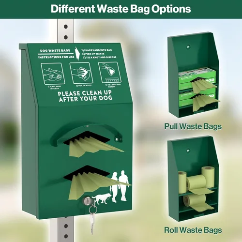 Miniatura 4 de Dispensador de bolsas de aluminio para perros al aire libre con letrero de recogida después de tu perro, dispensador de bolsas de excremento montado
