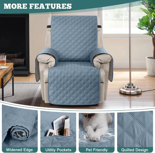 Miniatura 6 de Ruaozz Funda para Silla Reclinable 100% Impermeable Antideslizante de Tamaño Grande Funda Reclinable para Silla Reclinable Grande Funda de Asiento