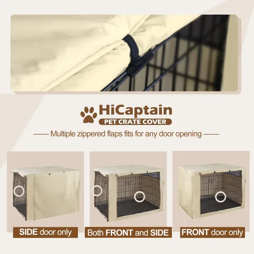 Miniatura 4 de HiCaptain - Cubierta de doble puerta para jaula de perro (para cajas de alambre de 24 30 36 42 48 pulgadas)