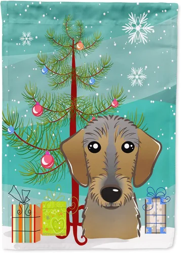 Miniatura 131 de Caroline's Treasures BB1622CHF - Bandera de casa Shih Tzu con árbol de Navidad y gris plateado para porche, grande, para colgar en la pared