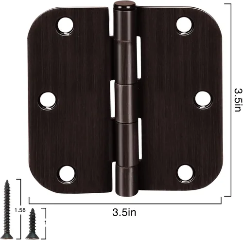 Miniatura 104 de Paquete de 30 bisagras redondeadas con radio de 5/8", de hierro, planas, herrajes para puertas, decoración de puertas dobles, habitación, oficina