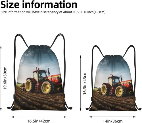 Miniatura 2 de VACSAX Mochila con cordón Deportes Resistente al Agua Bolsa de Cuerda Tractor Granja Imprimir Gimnasio DrawString Mochilas, Negro