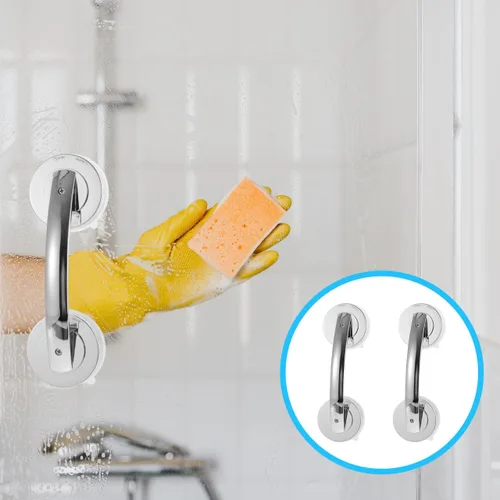 Miniatura 7 de Manijas de puerta con ventosa, paquete de 2 barras de agarre portátiles para puertas de cristal de ducha, fácil de instalar en superficies lisas