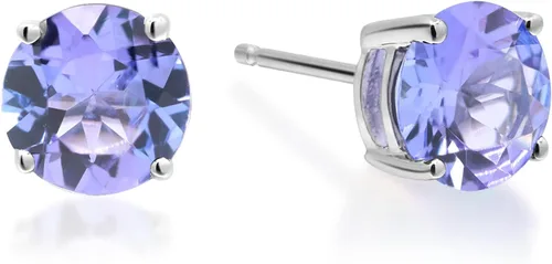 Miniatura 2 de Gin & Grace Pendiente de tanzanita natural azul de oro blanco de 14 quilates para mujer, Oro blanco Gema, Tanzanita