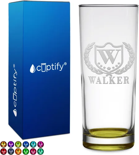 Miniatura 12 de Highball personalizado de 10.5 onzas con fondo negro, vaso Collins alto personalizado, cóctel de bebida mixta recta, inicial con nombre de regalo