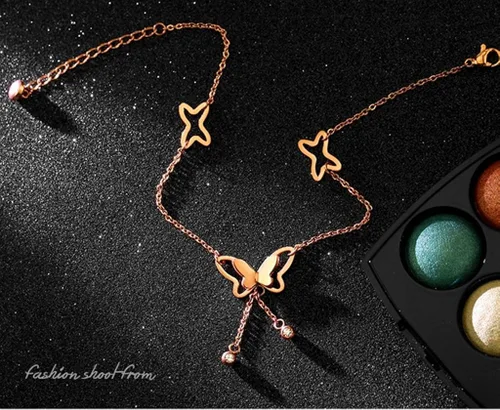 Miniatura 6 de Aienid, tobillera enchapada en oro rosa de 18ct, ajustable, sandalia para pie desnudo, tobillera tipo sandalia de cadena para playa.
