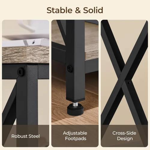 Miniatura 6 de Yaheetech Soporte de TV Industrial para TV de 55 Pulgadas, Mesa de Centro de Entretenimiento y Consola de Medios con Almacenamiento Abierto para Gris