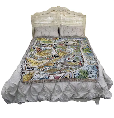 Miniatura 2 de Pure Country Weavers Sue Coccia - Manta de pie de lobo, tótem de espíritus de animales, manta tejida de algodón, hecha en los Estados Unidos