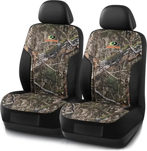 MOSSY OAK Fundas de asiento de camuflaje con respaldo bajo, compatibles con airbag, ajuste universal, se adaptan a la mayoría de asientos