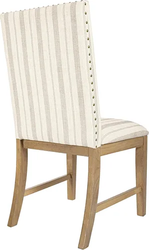 Miniatura 134 de Homepop Silla de comedor con detalles festoneados, sillas de comedor Parsons tapizadas, muebles decorativos para el hogar, tejido gris claro