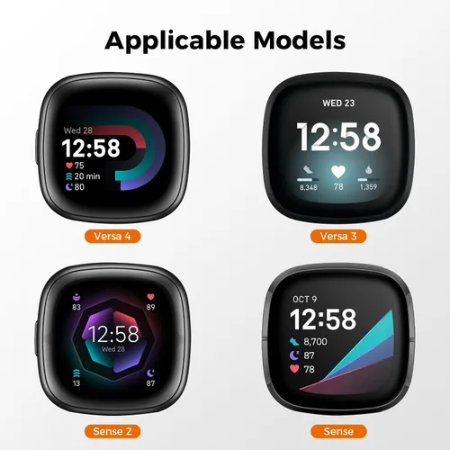 Miniatura 2 de LK Paquete de 6 protectores de pantalla para Fitbit Versa 4/Versa 3, TPU flexible, sin vidrio. Cobertura máxima, autorreparación, 0 burbujas