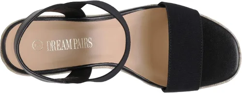 Miniatura 4 de DREAM PAIRS Alpargatas de punta abierta para mujer, sandalias de plataforma elegantes sin cordones con correa elástica en el tobillo