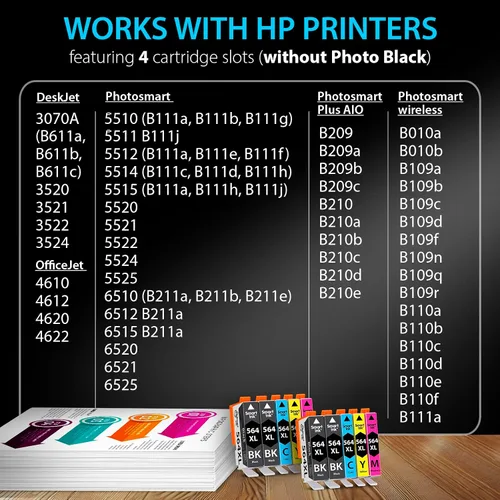 Miniatura 3 de Smart Ink Cartucho de tinta compatible de repuesto para HP 564 XL 564XL de alto rendimiento, paquete de 10 (4 negros y 2 C/M/Y) para impresoras