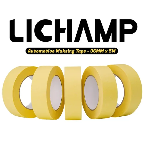 Miniatura 7 de Lichamp Paquete de 10 cintas de enmascaramiento amarillas para repintado automotriz de 0.7 pulgadas y 10 unidades de cinta de enmascarar de acabado