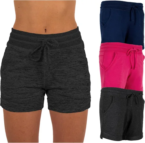 Sexy Basics - Paquete de 3pantalones cortos, deportivos, para yoga, gimnasio, casual, pantalones cortos de deporte