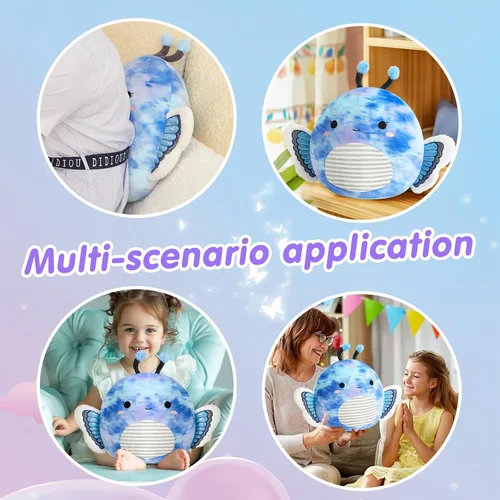 Miniatura 4 de Houwsbaby Peluche de mariposa de 12 pulgadas, almohada de felpa de mariposa azul, juguetes de peluche de mariposa, almohada blanda para cumpleaños