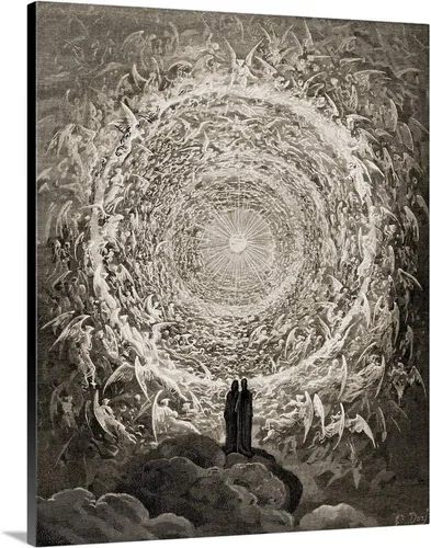 Miniatura 11 de CANVAS ON DEMAND Ilustración para Paradiso por Dante Alighieri Canto, Xxxi, líneas 1 a 3, lienzo enmarcado negro flotante, arte para pared, diseño