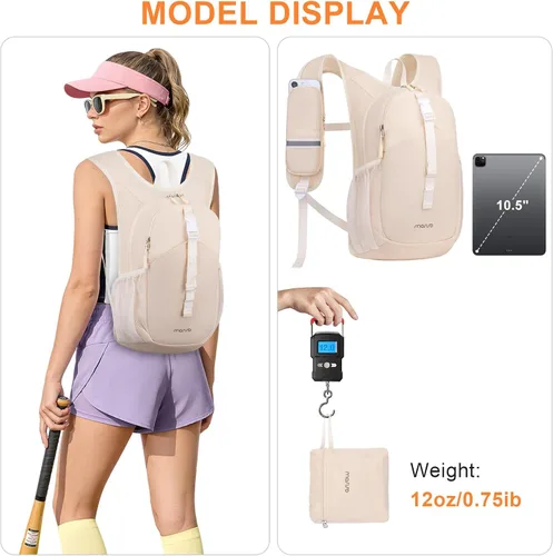 Miniatura 4 de MOSISO Mochila pequeña de senderismo de 10 L para mujeres y hombres, mochila plegable e informal ligera con bolsillo frontal de acceso rápido