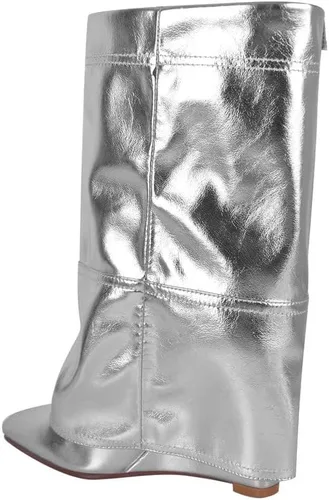 Miniatura 4 de Botas de tacón de cuña para mujer, con puntera puntiaguda, vaquero, botas cortas hasta el tobillo