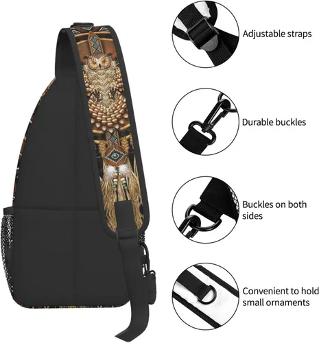 Miniatura 5 de Linda bolsa bandolera de estilo nativo americano, bolsa cruzada en el pecho, mochila casual india para mujeres y hombres