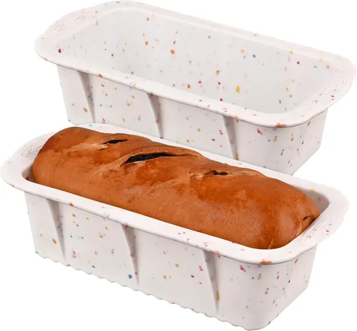 Sakolla Paquete de 2 moldes de silicona para pan, antiadherentes, de fácil desmolde, molde rectangular de silicona para hornear pasteles, pastel de