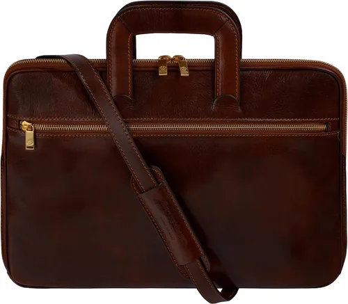 Time Resistance Maletín de cuero delgado - Bolsa de cuero italiana hecha a mano para computadora - Maletín para hombre y mujer - Bolsa para laptop