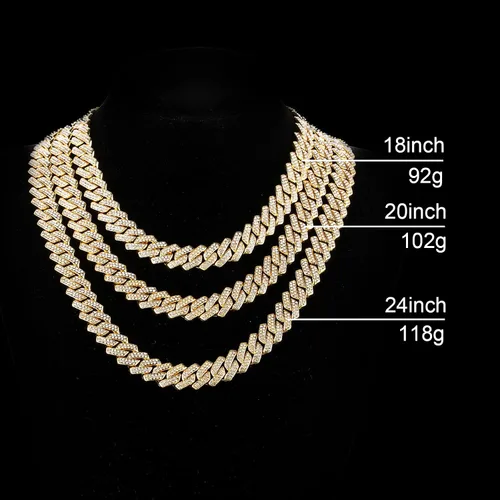 Miniatura 9 de Saintda Cadena de eslabones cubanos para hombres y mujeres, collar cubano de Miami, cadena de diamantes brillantes, joyería de hip hop con caja