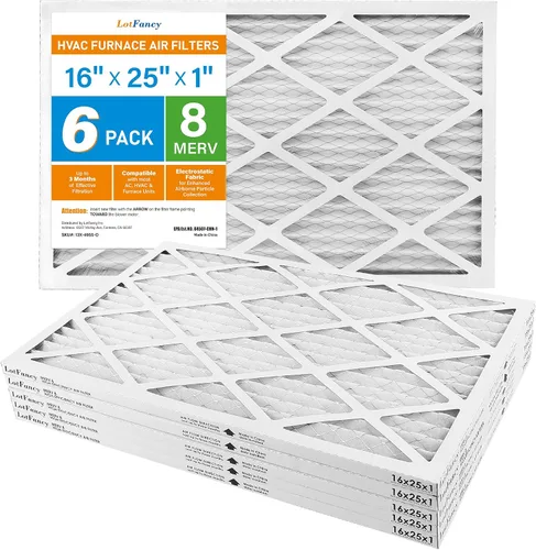 Miniatura 12 de LotFancy Filtro de aire MERV 8 de 16 x 25 x 1, tamaño real: 15.75 x 24.75 x 0.75 pulgadas, horno plisado electrostático y filtro de CA, captura