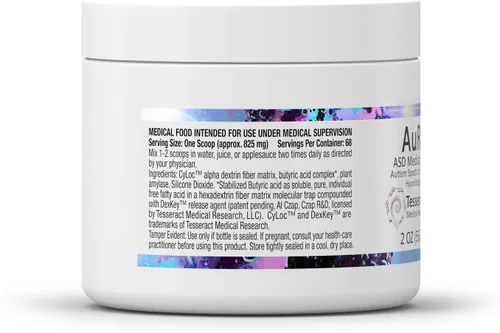 Miniatura 7 de AuRx Autism Spectrum Medical Food Powder para apoyar la salud intestinal, suplemento de ácido butírico estabilizado en un polvo sabroso para niños