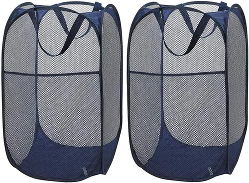 Miniatura 21 de Larpur 2 cestas de malla emergentes para lavandería, plegables y portátiles, con asas de transporte reforzadas, cesta de ropa gris para el hogar, 2