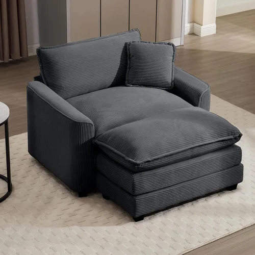 Miniatura 51 de Aoowow Sofá de dos plazas de pana, modernos sofás de nube de 2 plazas para sala de estar, sofás modulares de nube seccionales con asiento profundo