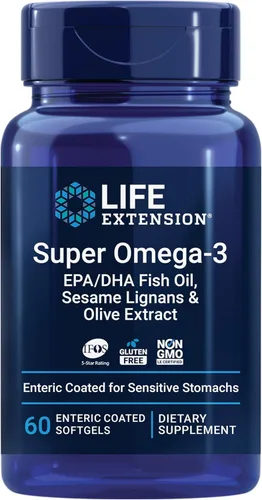 Life Extension Aceite de pescado Super Omega-3 EPA/DHA, lignanos de sésamo y extracto de oliva. Salud cardíaca, salud cerebral, apoyo para la salud