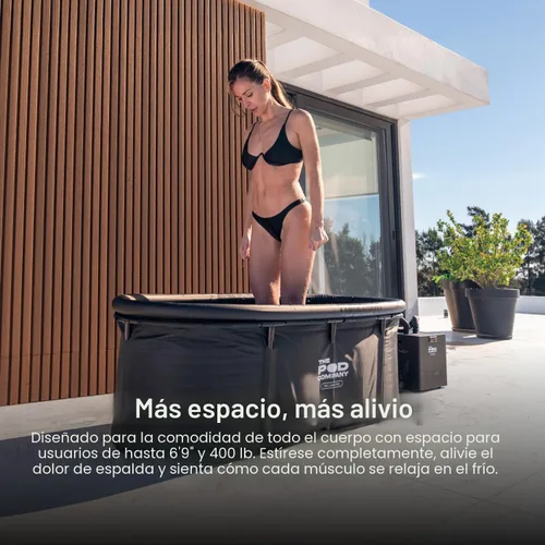 Miniatura 2 de The Pod Company Long Pod Cold Plunge – Bañera de hielo inflable extra grande de 126 galones para terapia de agua fría – Diseño elástico de cuerpo