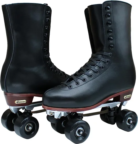 Chicago Skates Premium Lifestyle - Patines de piel y gamuza para hombre, color negro