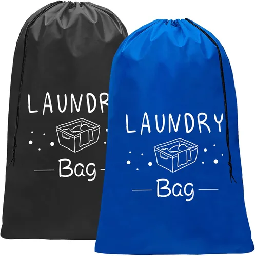 Miniatura 8 de Sylfairy Paquete de 2 bolsas de lavandería de viaje extra grandes, organizador de ropa sucia con cordón, bolsas de lavandería de viaje resistentes