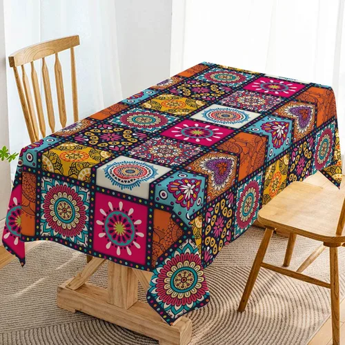 Hafangry Mantel rectangular colorido de mandala bohemio para decoración de fiestas indias, hippy bohemio, decoración de cocina para el hogar, 60 x