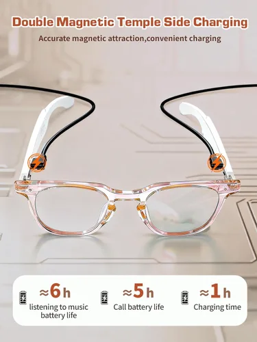 Miniatura 8 de Gafas Bluetooth para mujeres y hombres con Bluetooth 5.4, gafas de traducción con bloqueo de luz azul y lentes de cambio de color, asistente de voz