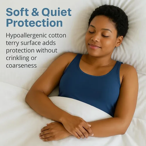 Miniatura 4 de Protector de colchón 100% impermeable tamaño individual, funda de rizo de algodón de alta calidad con bolsillos profundos elásticos, lavable a