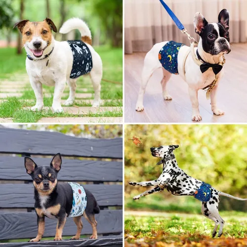 Miniatura 6 de Pet Soft Bandas para el vientre para perros – 3 paquetes de pañales reutilizables para perros machos, envolturas de pañales para perros machos