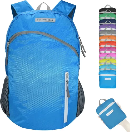 Miniatura 12 de Mochila impermeable plegable 35L para viajes de deportes al aire libre dentro del compartimento de ropa mojada plegable para múltiples 1Azul cielo
