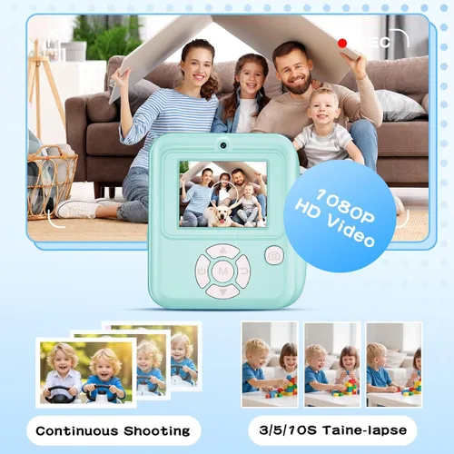 Miniatura 4 de Cámara para Niños con Impresión Instantánea de Fotos a Color, Cámara de Impresión Instantánea de Doble Lente para Niños, Juguete de Cámara Digital