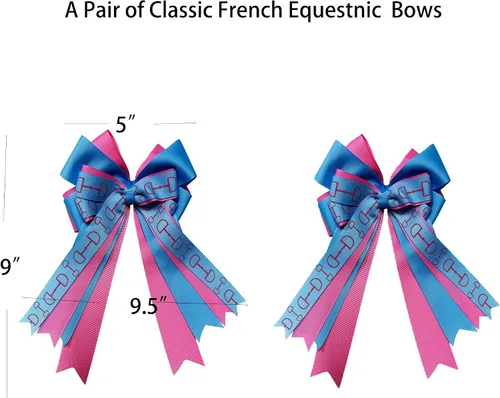 Miniatura 2 de Dielianyi Lazos para el pelo ecuestre, lazos de poni con patrón de puntas de caballo, lazos de estribo cortos para competiciones de equitación