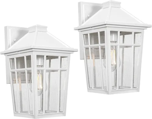 Miniatura 18 de Darkaway Lámparas de pared para exteriores, luz de porche frontal, pared exterior, antioxidante, impermeable, de aluminio con cristal para patio