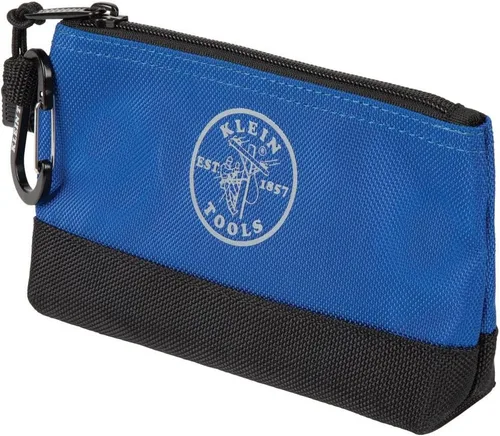 Miniatura 12 de Klein Tools 55559 - Bolsa de herramientas con cremallera de pie y mosquetones, bolsas de utilidad de 7 pulgadas azul y 14 pulgadas gris con fondo